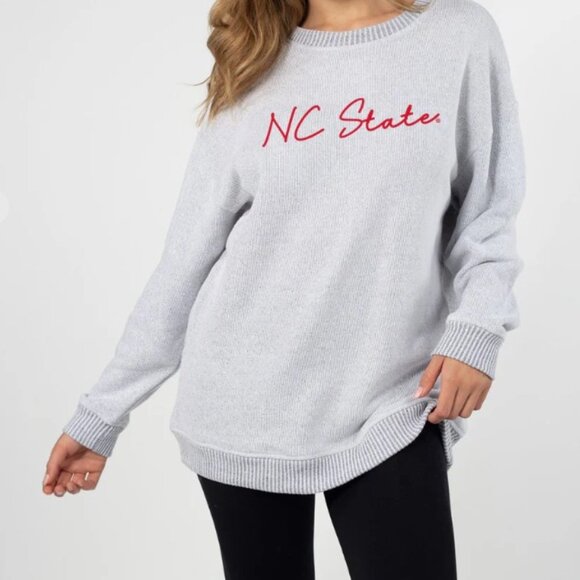 Chica-D NC State Wolfpack Sweatshirt L Heather Grey Warm Up Crewneck NWT - Picture 1 of 9